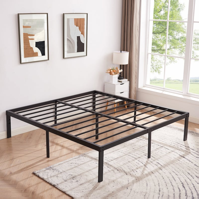 Javlergo 14/16/18 Inch Metal Platform Bed Frame, Heavy Duty Slat Support /No Box Spring Needed