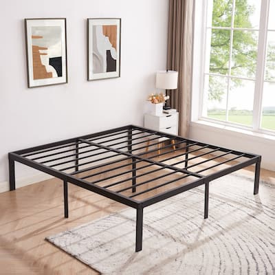 Javlergo 14/16/18 Inch Metal Platform Bed Frame, Heavy Duty Slat Support /No Box Spring Needed