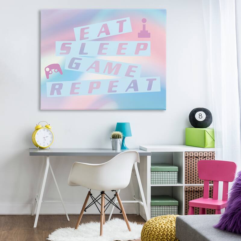 Stupell Pastel Eat Sleep Game Canvas Wall Art Design By Yass Naffas Designs