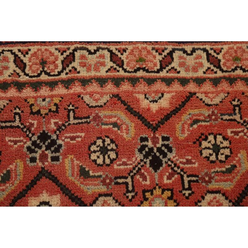 Hand Knotted Oriental 100% Wool Carpet Traditional All-Over Red Mahal Runner Rug - 10' 3'' X 3' 5''