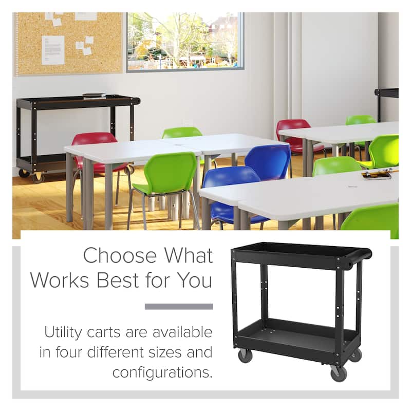Hirsh 2-Tier Metal Utility Cart Storage Service Tool Trolley, Holds up to 400 lb, 30 x 16, Black - 6.100 X 18.500 X 33.070