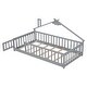 preview thumbnail 19 of 28, Twin House-Shaped Bedside Floor Bed with Guardrails, Slats, with Door