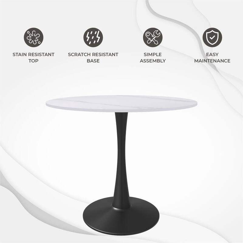 LeisureMod Round Dining Table 31" Sintered Stone Tabletop