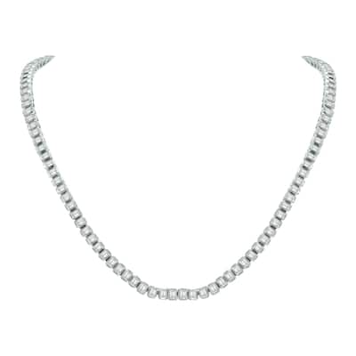 Marquee 10 Carat TW Emerald Cut Lab Grown Diamond Bezel Set Necklace in 14K White Gold