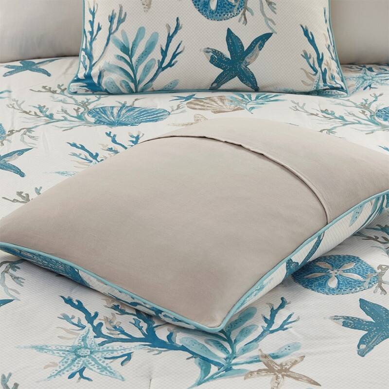 7 Piece Cotton Sateen Comforter Set Coral