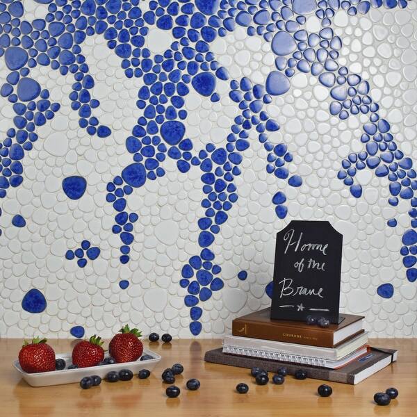 slide 1 of 6, SomerTile Pebble White 11" x 11" Porcelain Mosaic Tile