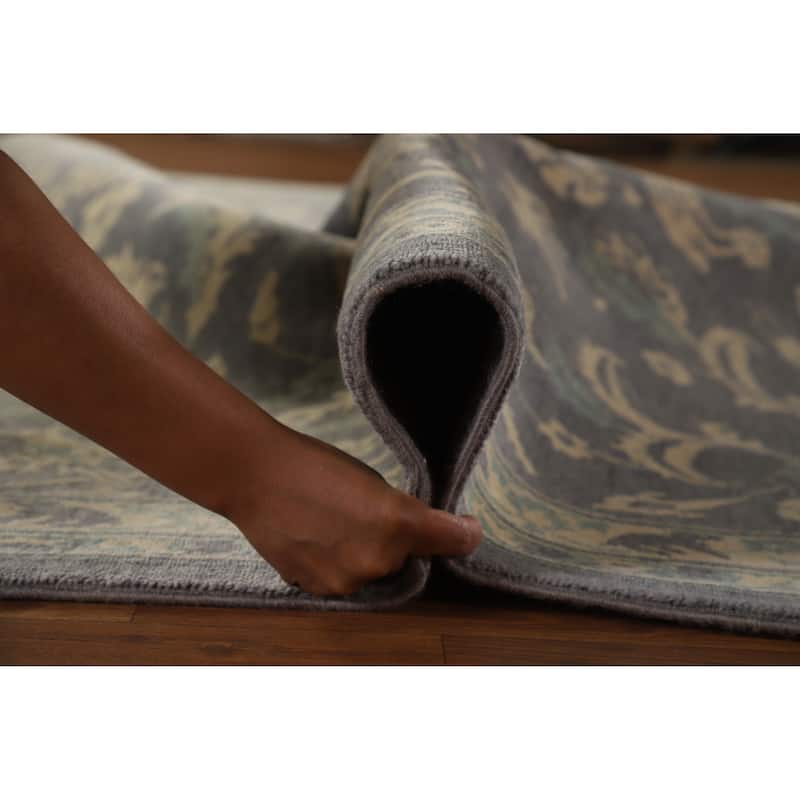 Hand Knotted Oriental 100% Wool Carpet Traditional All-Over Greys & Charcoal Ziegler Area Rug - 12' 2'' X 9' 0''