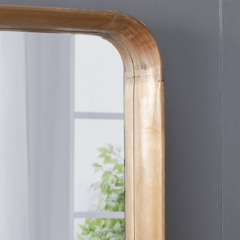Square Wall Mirror with Wood Frame