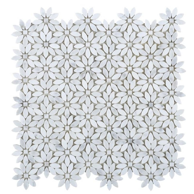 Carrara Marble Mosaic Decorative Backsplash Tile, 11"x 12"x 0.38"/pc - 20pc