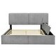 preview thumbnail 20 of 33, Velvet Platform Bed with Storage and Cup Holder, Queen Size