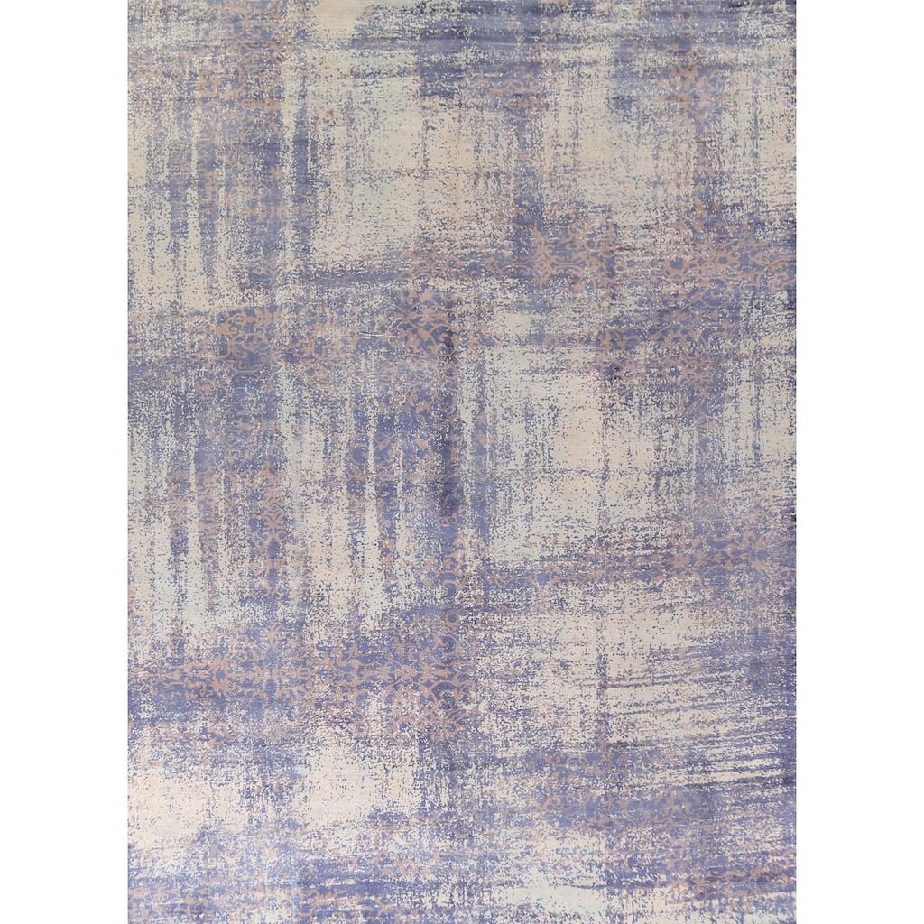 All-Over Abstract Contemporary Area Rug Handmade Wool Carpet - 8'11"x 11'11"