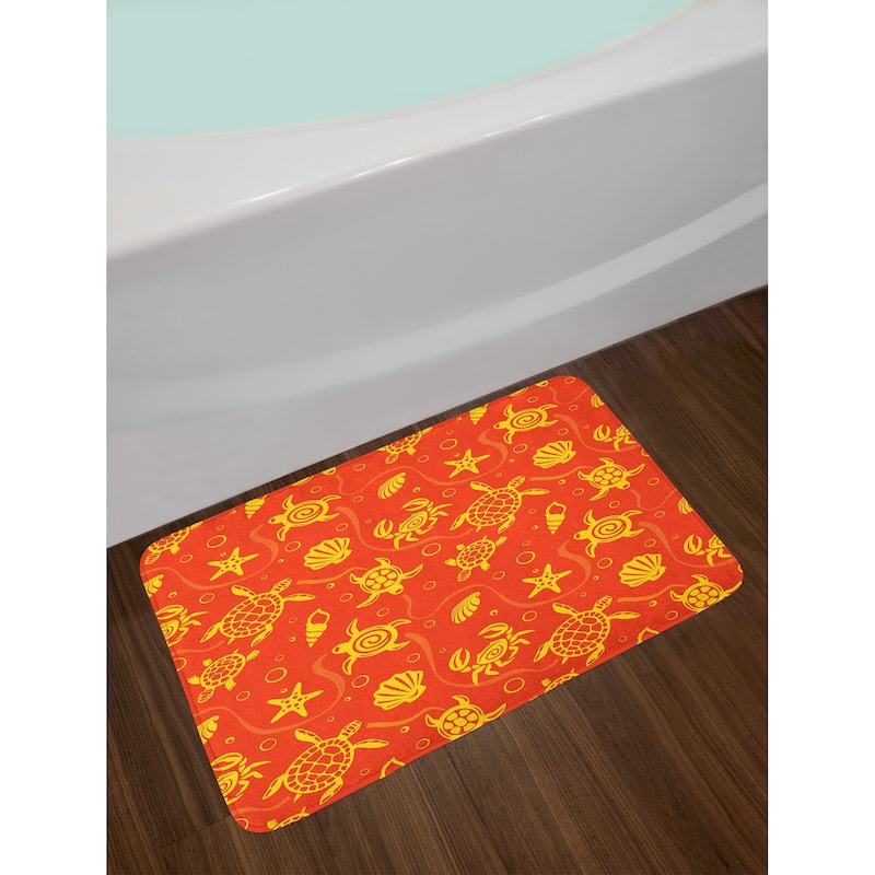 Ambesonne Orange Bath Mat Plush Bathroom Decor Mat with Non Slip