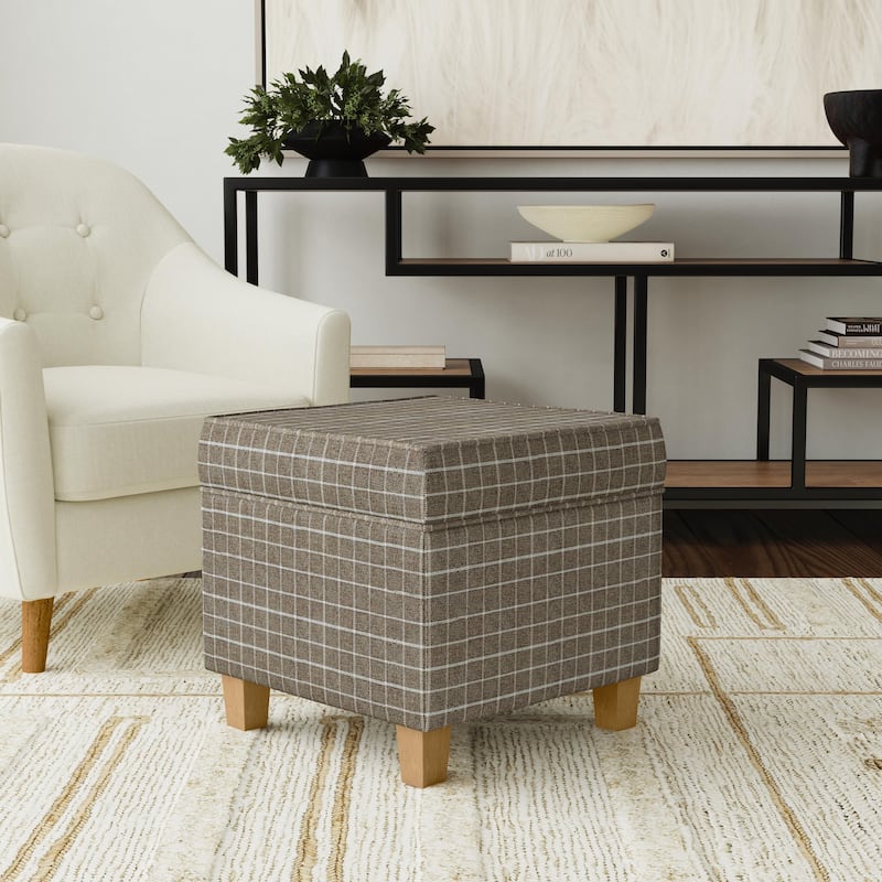 Carson Carrington Birkerod Square Lift-off Storage Ottoman - Brown Window Pane Print