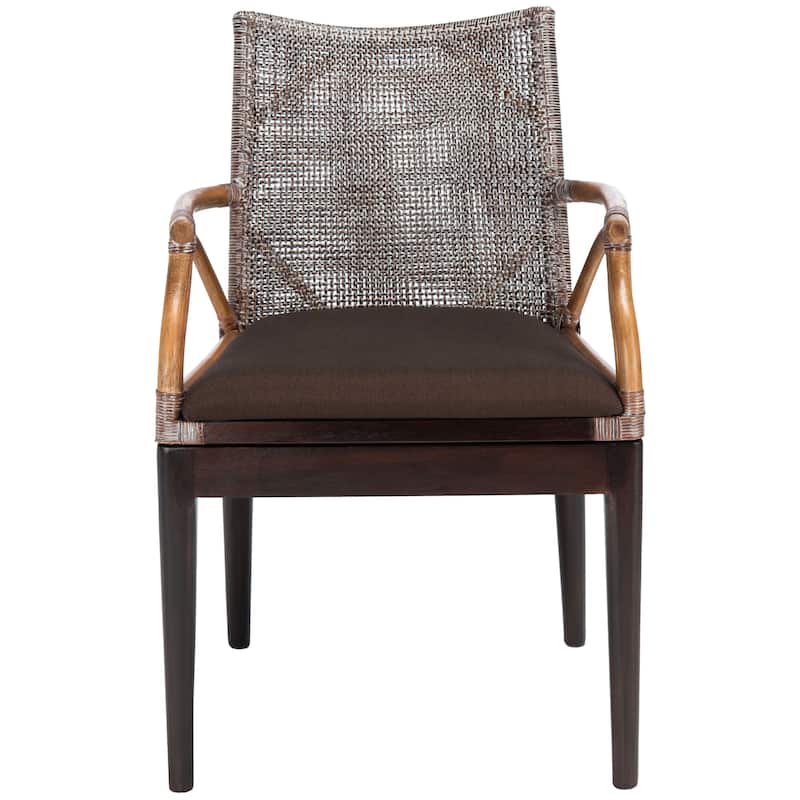 SAFAVIEH Vasatha Tropical Coastal Cushion Arm Chair - 21.5" W x 23.5" L x 32.3" H - 22"Wx24"Dx32"H