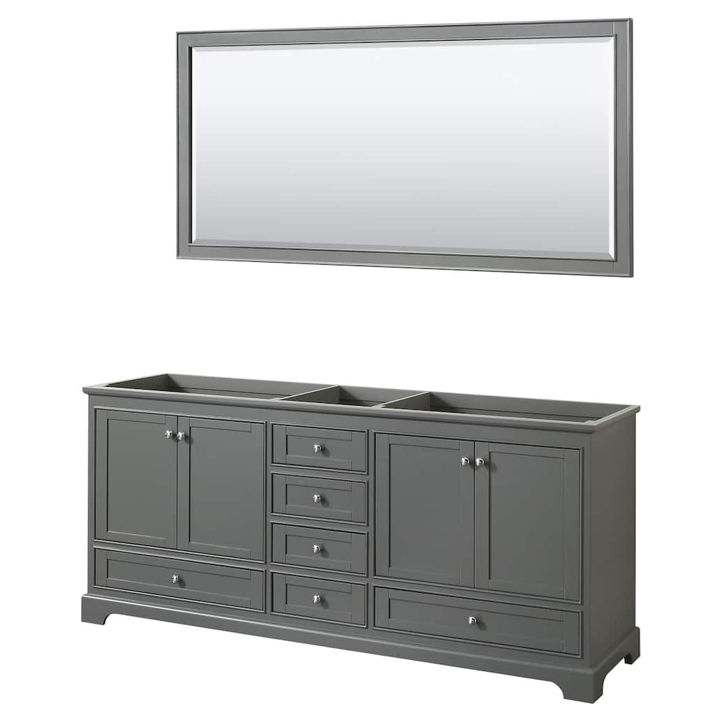 Deborah 80-inch Dark Gray Double Vanity Cabinet, 70-inch Mirror