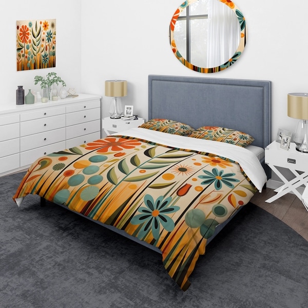 Designart - Red Mid Century Mod Nature - Abstract Midcentury