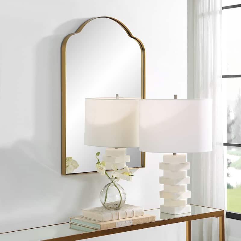 Curved Silhouette Arch Wall Mirror - 30" - Brass Tone
