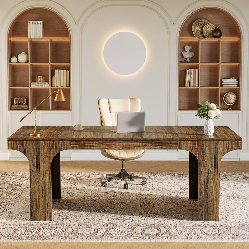 70.87" Executive Office Desk, Large Workspace Computer Desk, Simple Business Writing Table Simple Business for Home Office