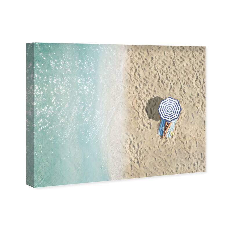 Wynwood Studio Fashion and Glam The beach all for Me Blue and Light Brown Glam Wall Art Canvas Print