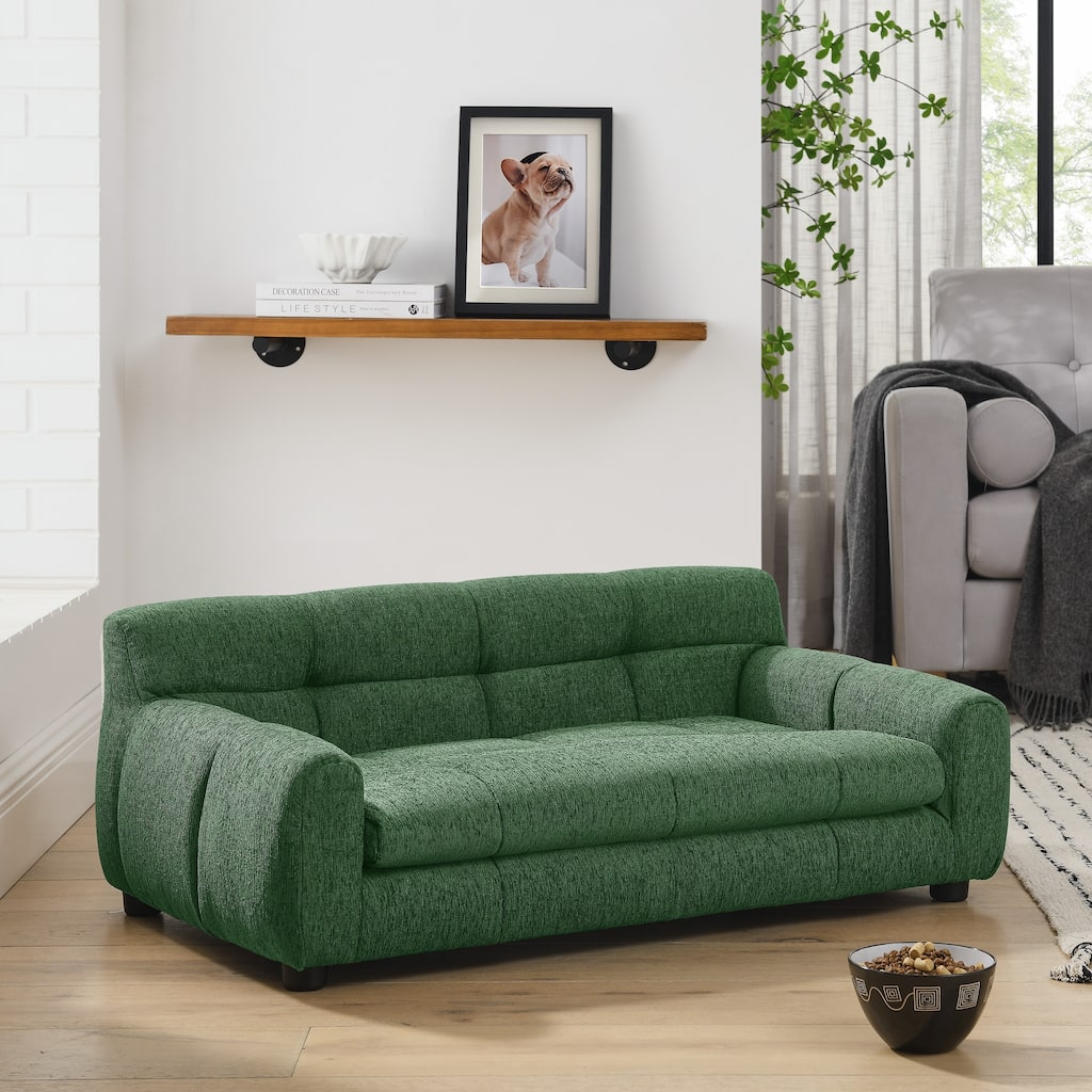 Roomfitters Medium Size Modern Upholstered Pet Sofa Elevated Dog Bed Couch with Padded Seating and Sturdy Frame
