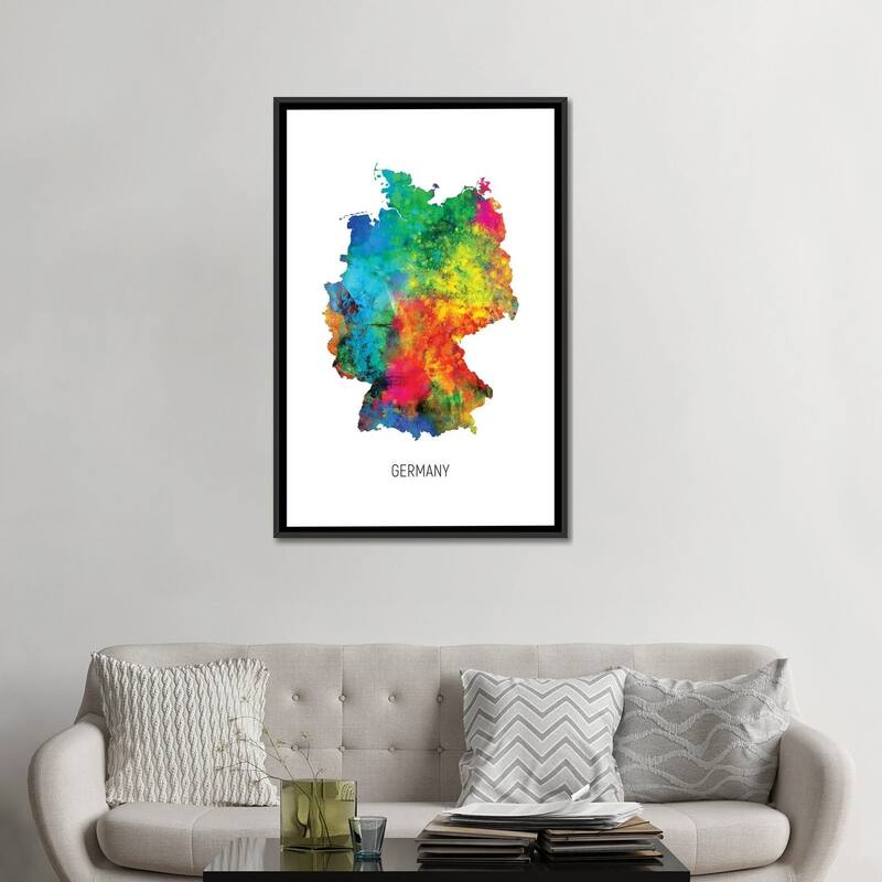 iCanvas "Germany Map" by Michael Tompsett Framed Canvas Print