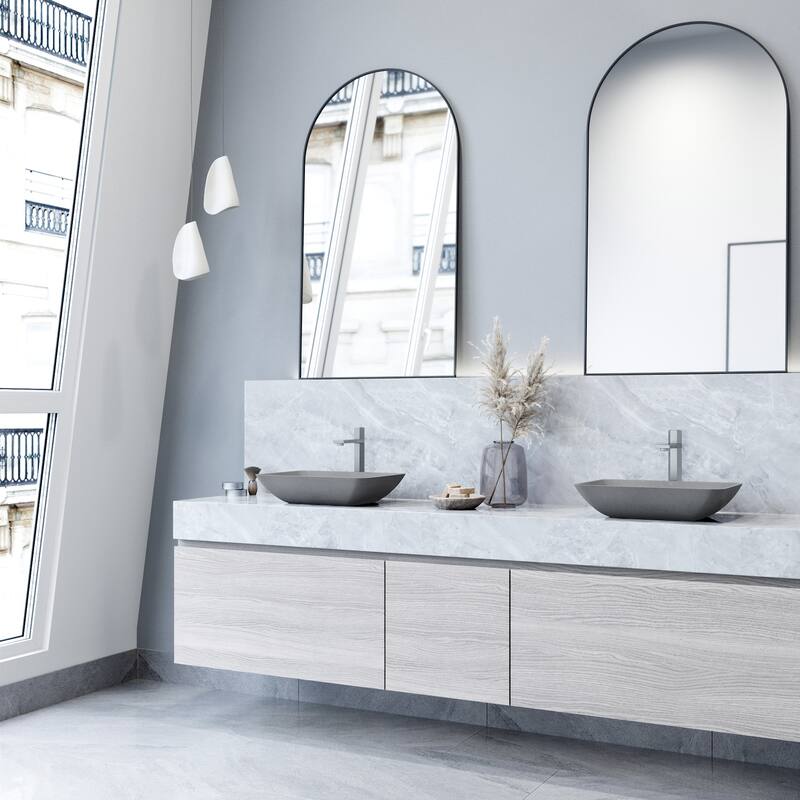 VIGO Duomo 18"L x 13"W Concrete Vessel Sink and Nova 10"H Faucet Set