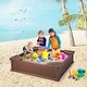 preview thumbnail 3 of 15, Kids Outdoor Sandbox with Oxford Cover and 4 Corner Seats - 48.5" x 48.5" x 12.5"