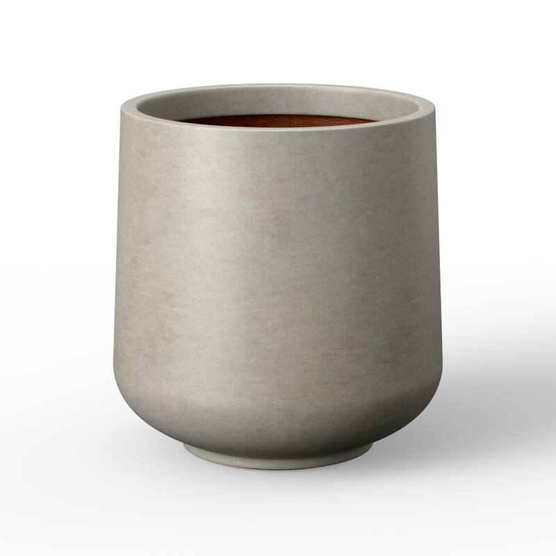 Concrete Tall Round Flower Planter Pot with Drainage Hole - 16.5 x 17.5 - Stone Gray(Enhanced Interior)