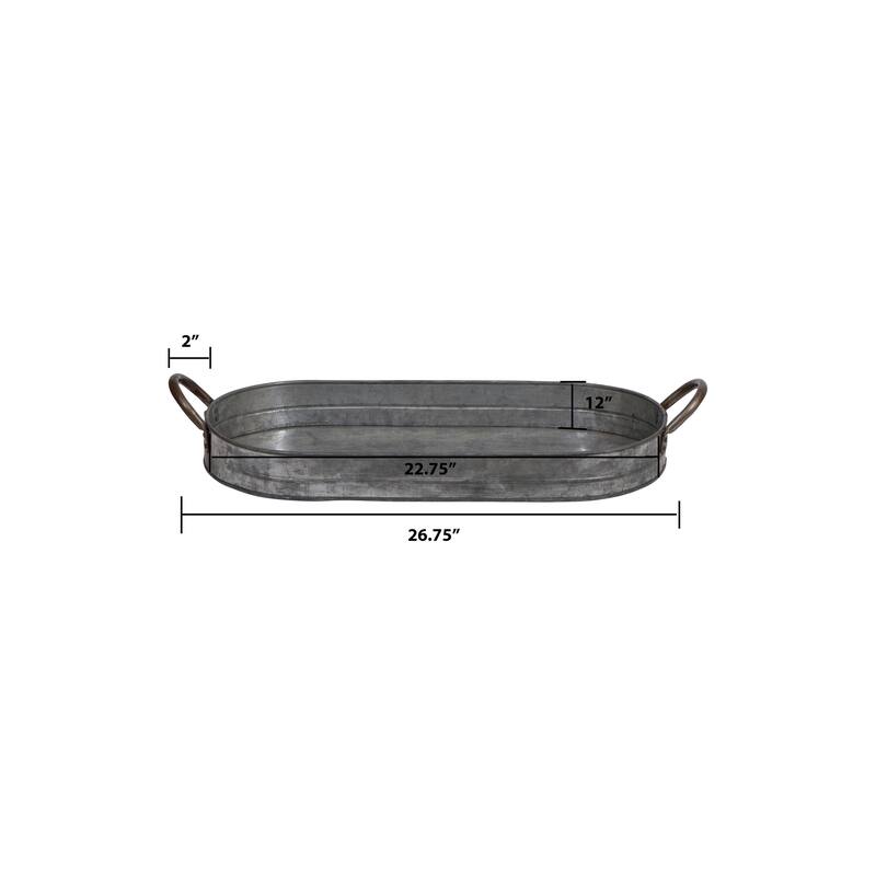 Galvanized Metal Tray with Handles