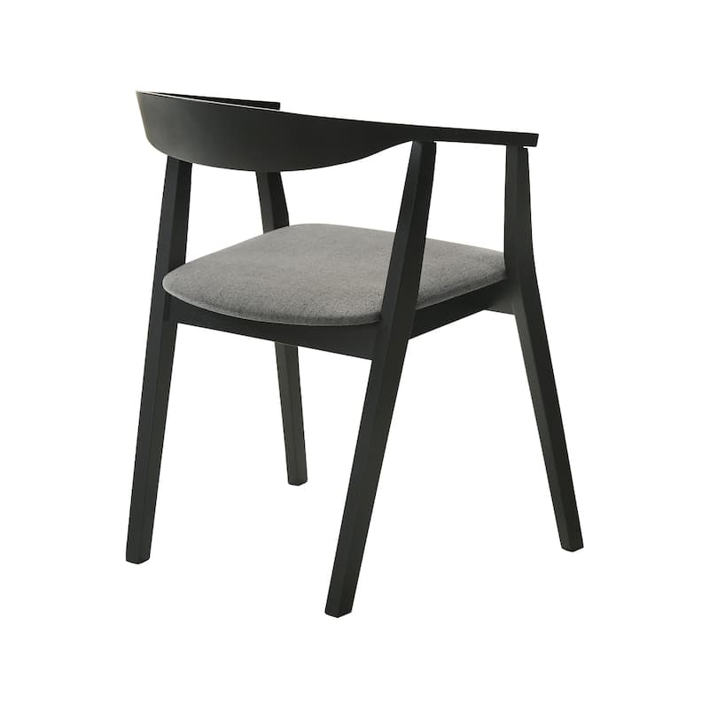 Alana Dining Chair Set of 2, Black Wood Frame, Charcoal Gray Fabric