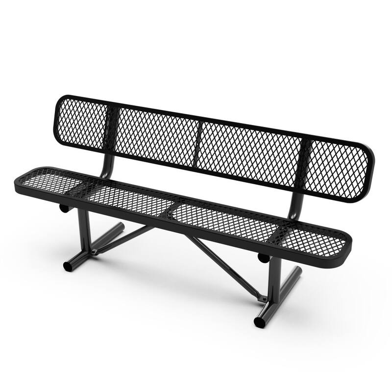Commercial Grade Expanded Mesh Metal Outdoor Bench with Anchors