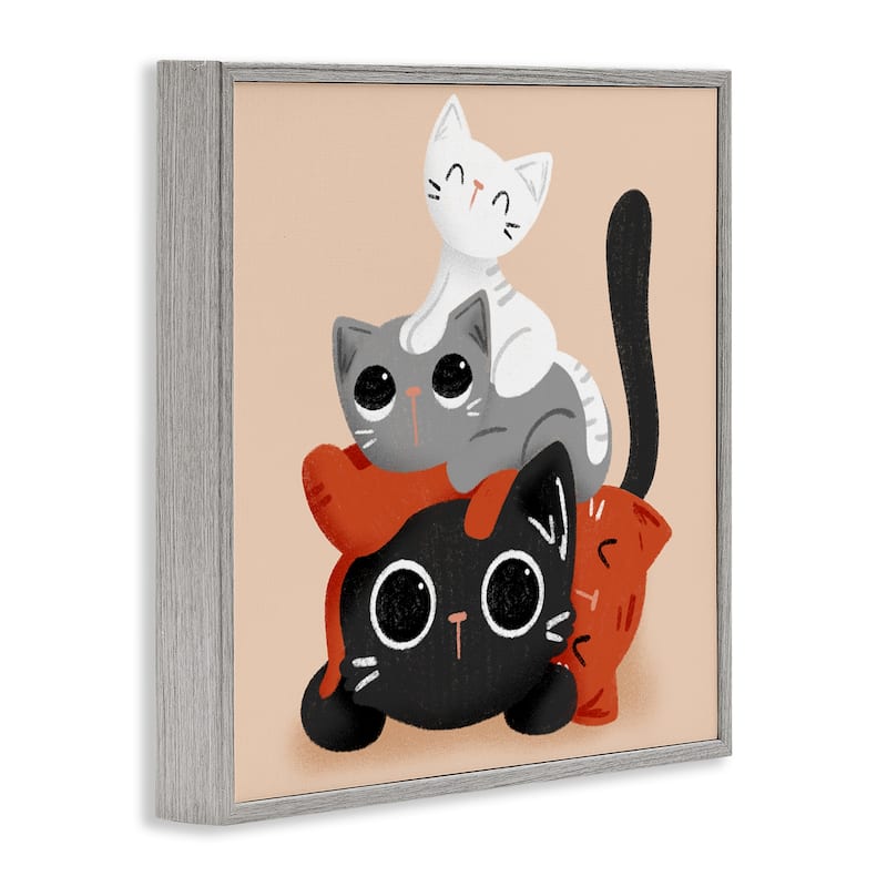 Stupell Stacked Cats Pile Framed Giclee Art Design By Sarah Hickman