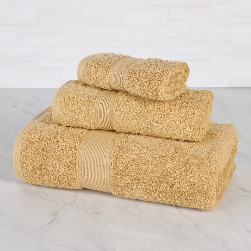 Superior Oregon Organic Cotton Solid 3-Piece Towel Set - Gold