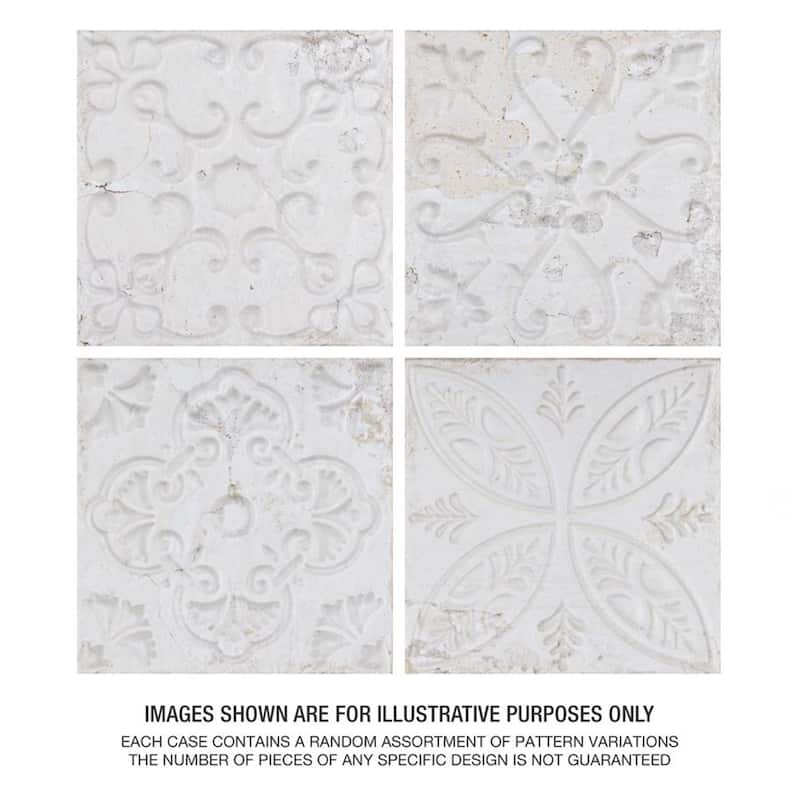 Merola Tile Aevum Ornato White 7-7/8" x 7-7/8" Ceramic Wall Tile