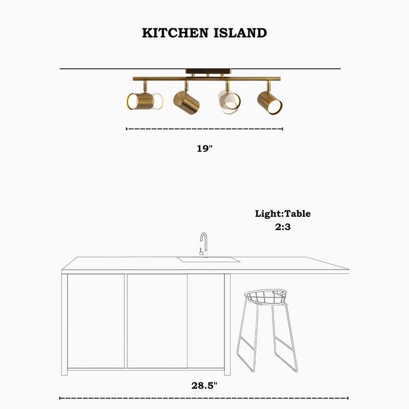 Modern Farmhouse 4-Light Adjustable Linear Ceiling Track Lighting Kit Flush Mount Ceiling Light