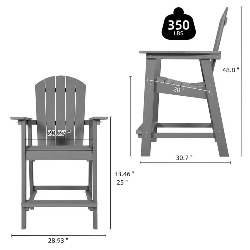 Moasis All Weather HIPS Outdoor Bar Height 49" Tall Adirondack Chair