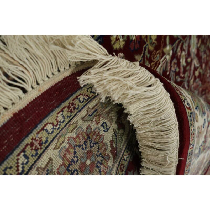 Hand Knotted Oriental 100% Wool Carpet Traditional All-Over Red Agra Area Rug - 5' 9'' X 4' 0''