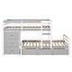 preview thumbnail 6 of 6, Twin Over Twin Low Bunk Bed with Storage Drawers & Ladder, Grey