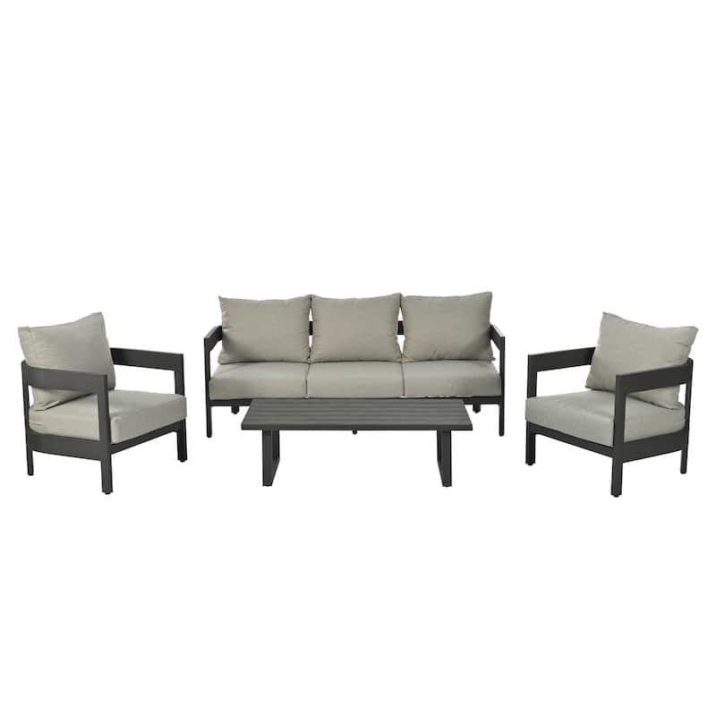 Outdoor Seating Set with Table and Thick Cushions for Lawns (Set of 4)