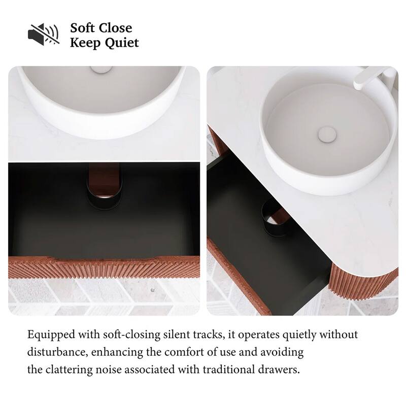 Wall-Mounted Bathroom Vanity with White Round Ceramic Sink
