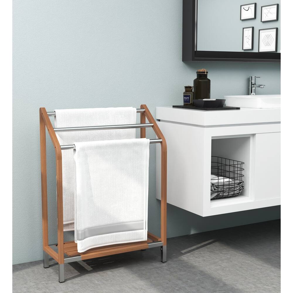 The Original Sula Versatile Teak & Stainless Towel Rack