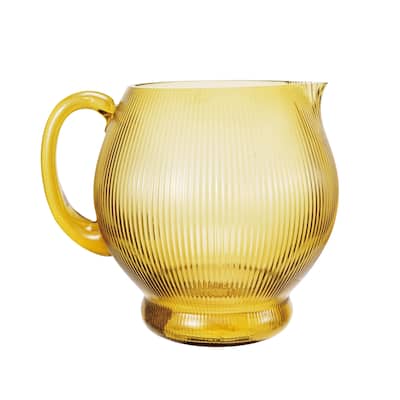 Ribbed Glass Amber Color - 8.1"L x 5.5"W x 7.3"H