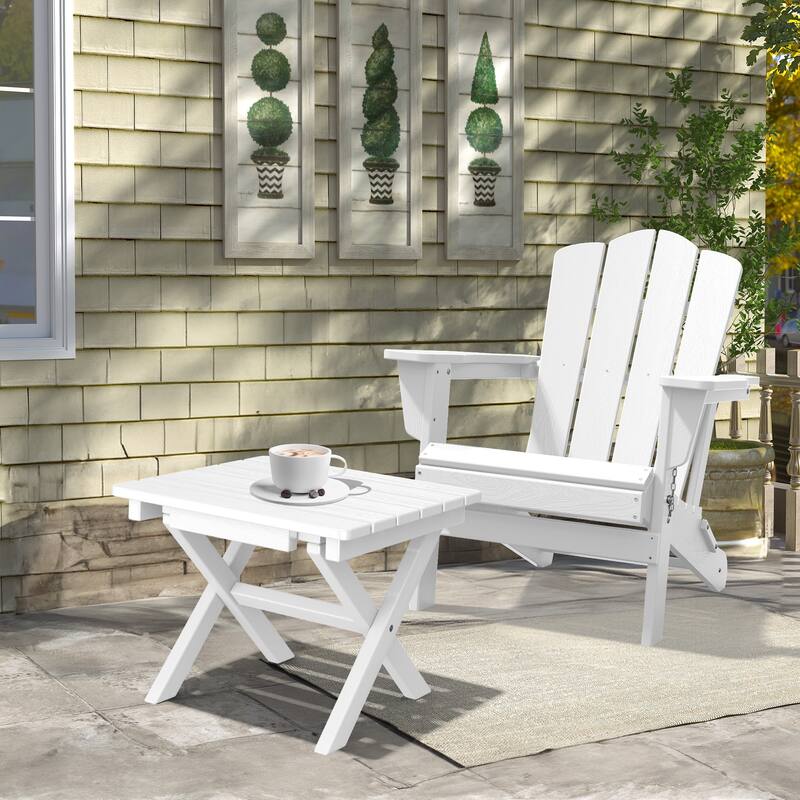 Outdoor Patio HDPE Foldable Side Table, Waterproof & Weather Resistant