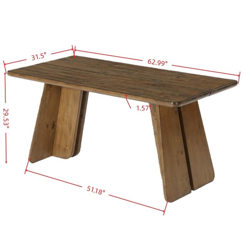 63" Rustic Farmhouse Executive Desk, Brown Wood Home Office Desk