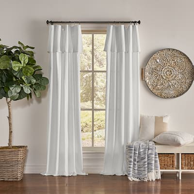 Mercantile Drop Cloth Light Filtering Ring Top Tab Farmhouse Curtain Panel with Valance