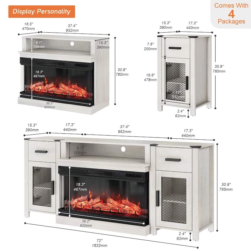 Fireplace TV Shelf Cabinet for Living Room