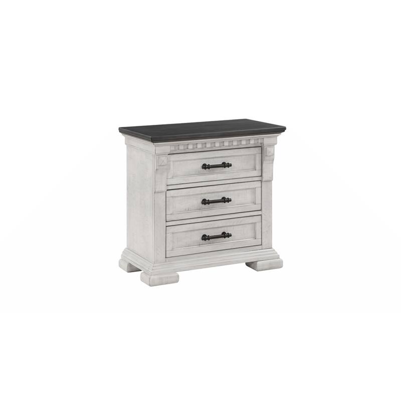 Faith Transitional Style 3-Drawer Night stand Made with Wood in Antique White - Antique White