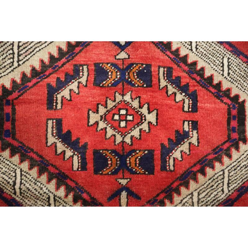Hand Knotted Oriental 100% Wool Carpet Traditional Tribal Red Ardebil Runner Rug - 10' 6'' X 3' 8''
