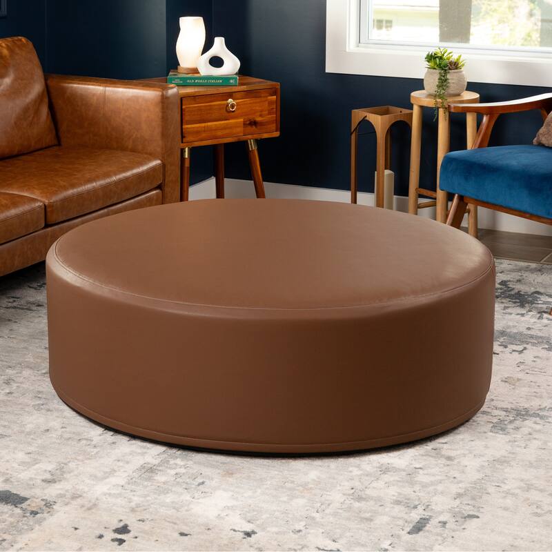 Jaxx Candler Round Couch Ottoman Large Coffee Table & Foot Rest, 44-Inch