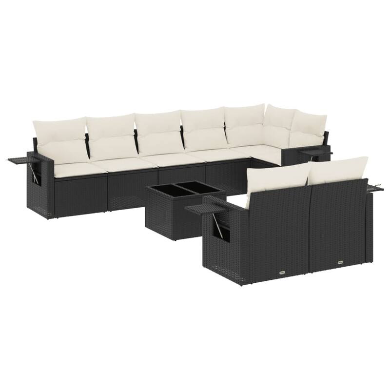 vidaXL Patio Sofa Set with Cushions Outdoor Conversation Furniture Poly Rattan
